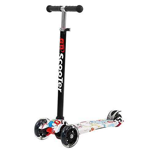 Dingdang Scooter for kits, Kick Scooter with T-bar Handle 4 Wheels Scooter