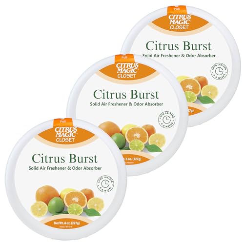 Citrus Magic For Closets Odor Absorbing Solid Air Freshener Citrus Burst 8-Ounce Pack of 3