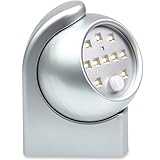 Motion Sensor Night Light for Hallway, Stairs, Closet, Bedroom, Kitchen & More - LED Wall Light Fixture w/ Stick Anywhere Mounts for Indoor/Outdoor Use (Silver)