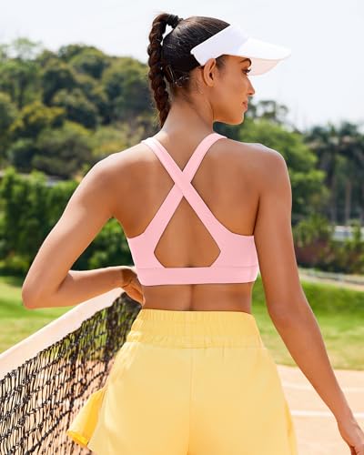 Image of RUNNING GIRL High Impact Sports Bras for Women, High Support Running Strappy Women's Sports Bra with Sewn in Pads