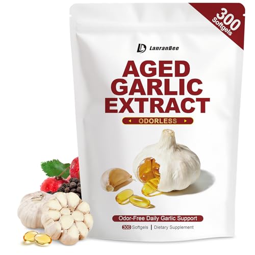 Aged Garlic Extract 750mg Softgels Odorless Garlic Supplement Standardized for S-Allyl Cysteine (SAC) 24-Month Matured Formula Daily Wellness & Immune Support 300 Softgels (150-Day Supply)