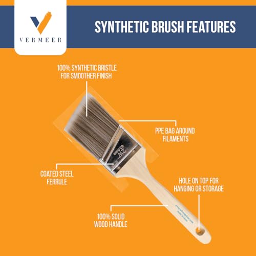 Vermeer Paint Brushes 5-Pack Angle Brushes in Assorted Sizes for All Latex and Oil Paints & Stains - Home Improvement - Interior & Exterior Use