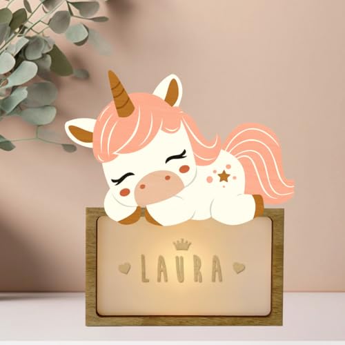 WONDEE Vintiun Regalos Personalizados Originales para Bebés, Lámpara Personalizada Bebé Quitamiedos de Unicornio - Regalos para Bebés Recién Nacidos Originales Niña y Niño 0 1 2 3 4 5 6 7 8 años