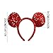 Batsysm 3D Mouse Ears Headband, Red Groom Ears Hairband with Full Sequins, Glittering Photography Headband Fashion Headwear for Women Girls (red ear HD)