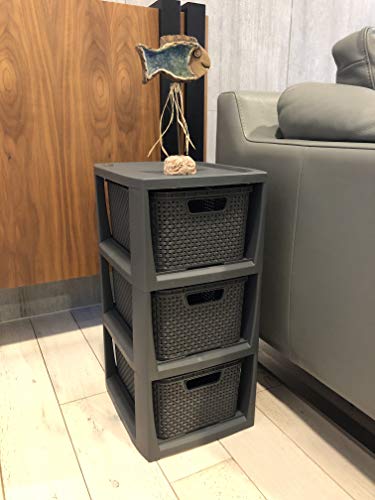 BranQ - Home essential 5901098172523 Plank in rotan design, kunststof PP, Antraciet, 29,5x24x48,7 cm - Image 5