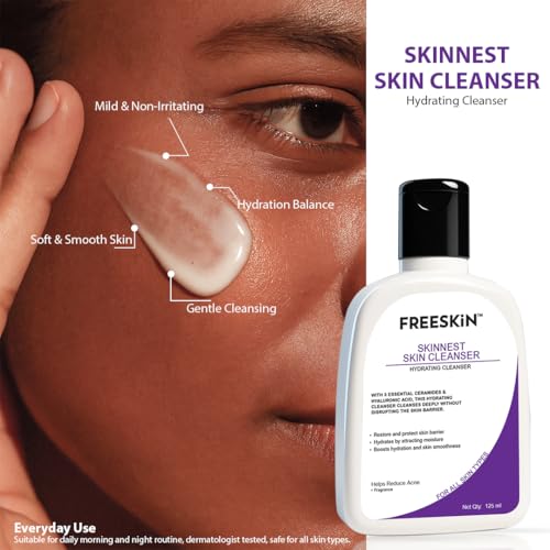 Image of Freeskin Skinnest Hydrating Cleanser | With 3 Essential Ceramides & Hyaluronic Acid | Restores & Protects Skin Barrier | Deep Cleansing, Hydration & Acne Care | For All Skin Types | 125ml