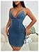 Floerns Women's Backless Criss Cross Denim Cami Dress Halter Neck Bodycon Mini Dresses Blue Medium