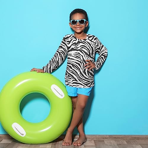 Pfrewn Kids Long Sleeve Rash Guard Shirt Tiger Zebra Animal Print Swim Shirt for Boys Girls UPF 50+ Sun Protective4