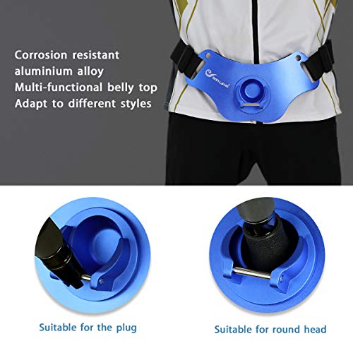 San Like Fishing Belt Aluminum Fight Belt - Adjustable Aluminum/Carbon Fiber Waist Fighting Belt Rod Holder Stand-Up Offshore Gimbal Padded Fishing Pole Belt(Blue) #TOP3