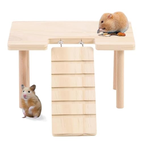 Rimikuru ハムスター ステージ 木製 チンチラ ステップ おもちゃ 木 踏み台 あそび道具 小動物 モルモット (U字型)
