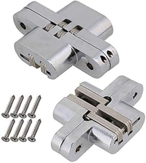 BQLZR Concealed Cross Hidden Hinges Invisible Folding Door Hinge Hidden Cross Invisible Hinges Hidden Stainless Steel Invisible Concealed Cross Hinge for Wooden Door #5 Pack of 2
