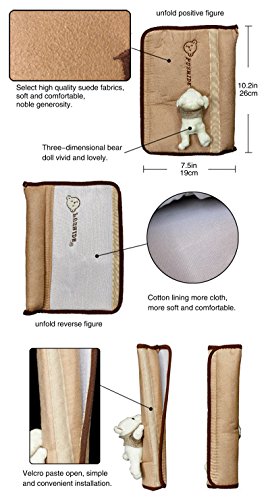 Tianmei 2Pcs Bear Doll Styling Faux Suede Car Seat Belt Strap Cover Shoulder Strap Pad (Brown Color) #TOP4