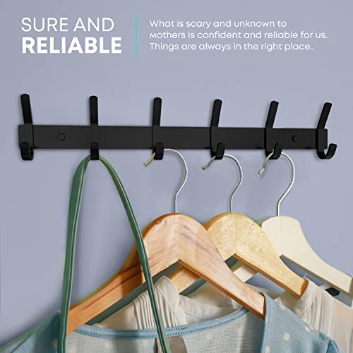 Sayoneyes Coat Rack Wall Mount With 6 Double Hooks For Hanging - 17 Inch Heavy Duty Sus304 Stainless Steel Matte Finish Waterproof – Wall Hook Rack For Bathroom Entryway #TOP2