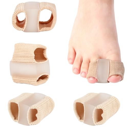4 Piezas Separador Dedos Pie,Voltereta Pulgar Separador Valgus,Juanetes Corrector Nocturno y Dia,Alisador de Dedos en Martillo con 2 Bucles,para Pies, Mujeres y Hombres,Talla L