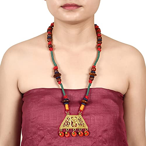 Image of AAKRITI ART CREATIONS Royal Empress Handcrafted Tribal Dhokra Necklace & Choker Collection | Artisan Ethnic Brass Jewelry with Oval & Square Designs, Amulet & Talisman Styles for Women