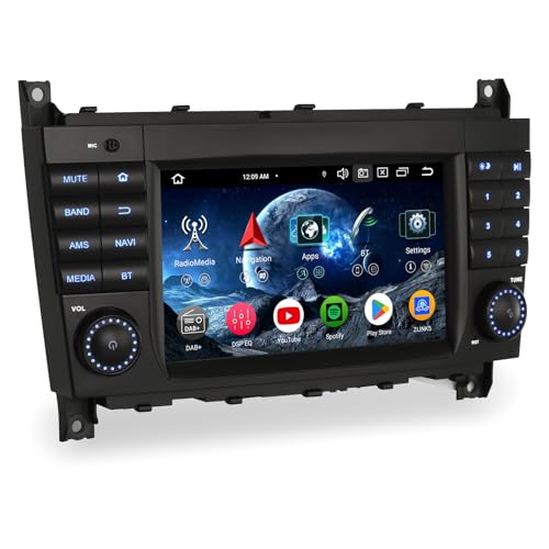 🚗【Modelli e anni compatibili】Questa autoradio carplay si adatta a Mercedes Benz Classe C W203 2004-2007 (C180 C200 C220 C230 C240 C250 C270 C280 C300 C320 C350 C32 AMG C55 AMG C63 AMG), Classe CLC W203 2008-2010, Classe G W463 2006-2008 (G350 G500 G55). 【Dimensioni di installazione】260 mm (larghezza superiore) * 120 mm (altezza) * 240 mm (larghezza inferiore). Se il veicolo è dotato del sistema di bus ottico D2B originale COMAND 2.0 o COMAND 2.5, è necessario un decoder a fibre ottiche aggiuntivo per la decodifica audio.