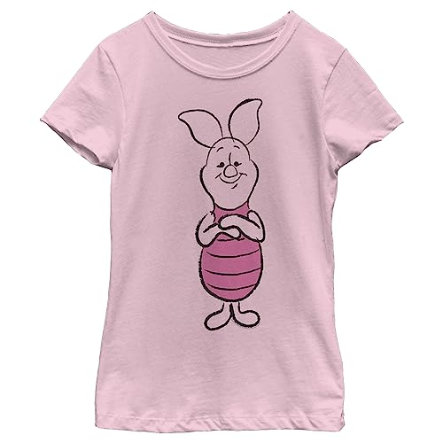 Disney Winnie The Pooh Basic Sketch Piglet Girl's Solid Crew Tee
