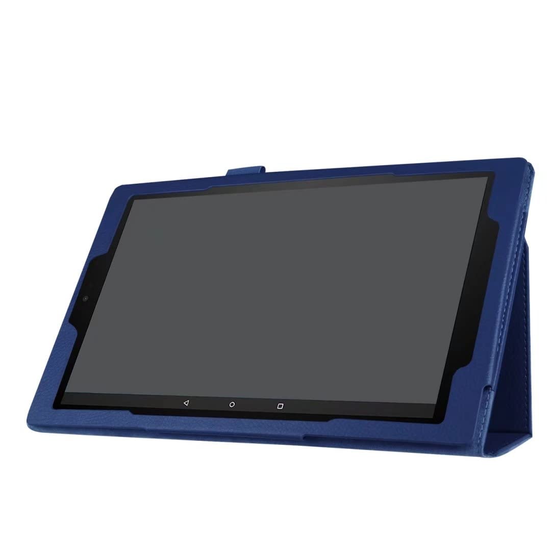 Pokrywa tabletu Tekstura skórzana futerał tabletki dla Kindle Fire HD8 (2015/2016/2017) Slim składany stojak Folio Protector Odpornaoprojowa pokrywa z uchwytem Strona główna tabletu(Dark blue)