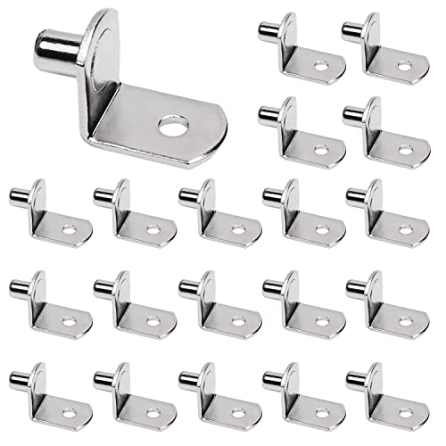 20 piezas de clavijas de soporte para estantes, 6 mm en forma de L, clavijas de soporte para estantes con agujeros de 4 mm, clavijas para estantes de armarios, estantes para libros, estantes de madera