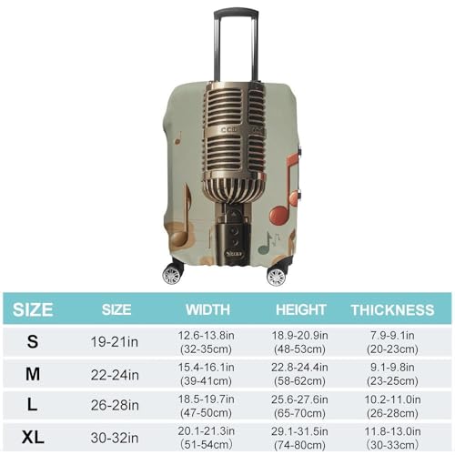 Microphone with Music Note Suitcase Covers Luggage Protector - Travel Elastic Baggage Case Protective, Washable Anti-scratch Large Suit Case Cover for Suitcases Fits 19-32 Inch Luggages M2