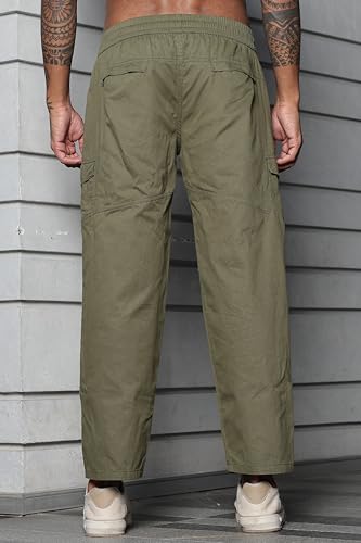 Image of FABRIPPLE Men's Heavy-Duty Cotton Cargo Pants - Rugged Style, All-Day Comfort