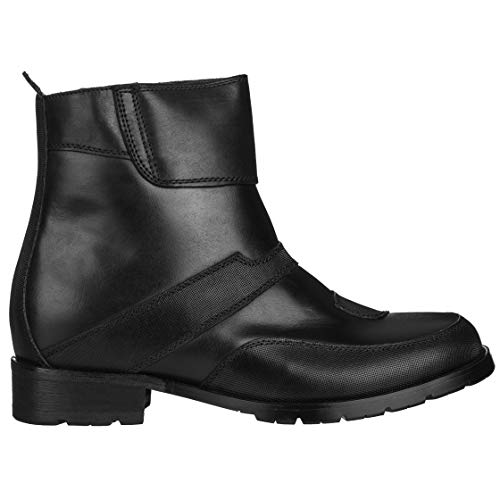 CALTO Men's Invisible Height Increasing Elevator Shoes - Black Leather Zipper High-top Biker Boots - 3.3 Inches Taller - G6251 - Size 8 D(M) US2