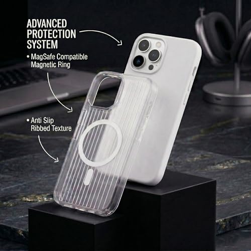 Image of amazon basics Streak Magnetic Protective Cover Compatible with iPhone 15 Pro | MagSafe | Camera & Body Protection|Anti Shock,Scratch Resistant|Precise Cutouts Modern Design|Wireless Charging - White