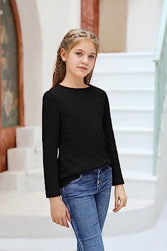 Ebifin Girls Sweaters Kids Long Sleeve Crewneck Fall Knit Tops Cute Pullover Jumper Shirts 5-14 Years3