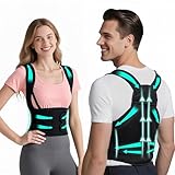 Back Brace Posture Corrector for Women and Men Comfy Shoulder Straightener, Pain Relief: Upper/Lower Back.Support for Scoliosis, Hunchback, Thoracic Spine Upgraded Full Back Support. Medium, Black