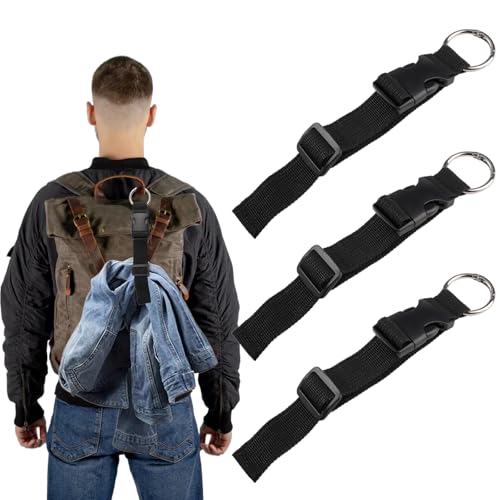 3 Piezas correas de equipaje, ganchos ajustables para equipaje, Correa de equipaje, soporte de agarre para chaqueta, cinturón de maleta, accesorios de viaje para llevar, deja tus manos libres (negro)