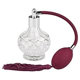Topxome 100ml Clear Crystal Vintage Style Perfume Bottle Long/Short Spray Tassels Atomizer Pump Refillable Glass Bottles Lady Makeup Tool (Purple Red)