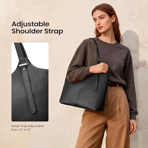 Image of befen Genuine Leather Tote Bags for Women, Real Leather Shoulder Handbags Satchel Purses with Adjustable Strap