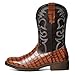 IUV Cowboy Boots For Men Western Caiman Tail Print Wide Fashionable Embroidered Pull On Slip Resistant Boots
