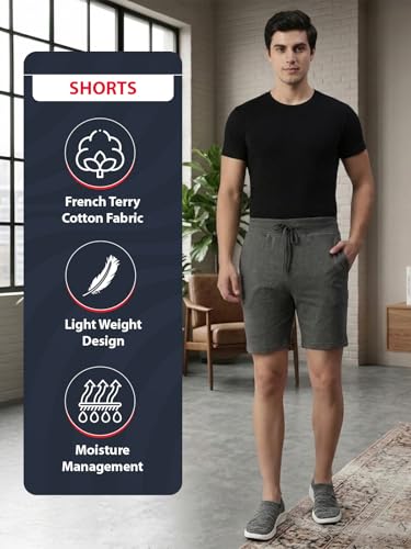 Image of Lux Cozi Men's Cotton Regular Fit Solid Shorts with Side Pockets | Shorts for Men | Pack of 1