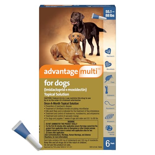 Advantage Multi Topical Solution for Dogs 6 Doses 55.1-88 lbs (Blue)