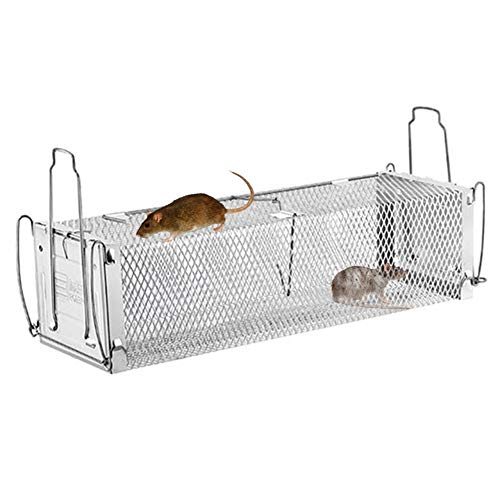 Preisvergleich Produktbild Mausefalle Lebend Kastenfalle Groß Rattenfalle Lebendfalle Extra Feinmaschige 2 Eingang Tierfalle mit Köder Küche, Garten & Haus Kastenfalle Metall Doppeltür