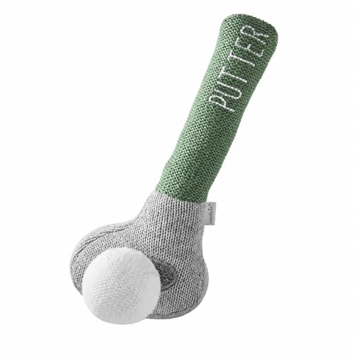 Image of Mud Pie Children's Goft Knit Rattle, Green Putter Club | Baby Golf Set and Putter