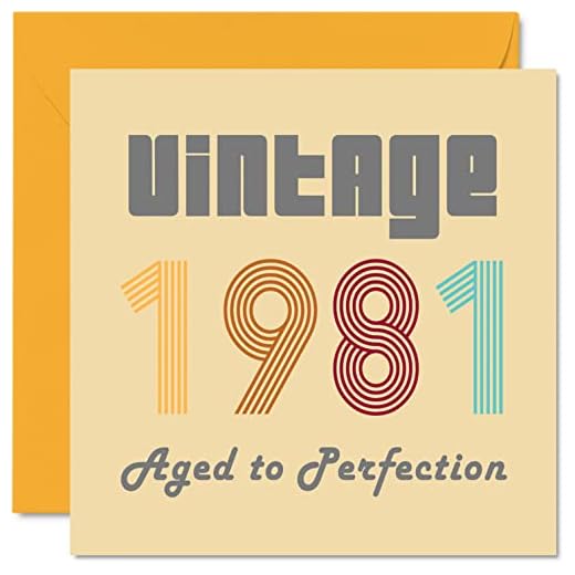 Tarjetas cumpleaños 41 hombres mujeres, vintage 1981 envejecido a perfección, 41 tarjetas cumpleaños divertidas ella, 145 mm x 145 mm, tarjetas felicitación cumpleaños mamá, papá, hermano, hermana