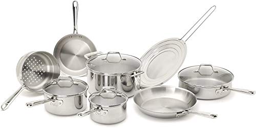 Emeril by All-Clad E914SC PRO-CLAD Tri-Ply Stainless Steel Cookware Set, 12-Piece, Silver