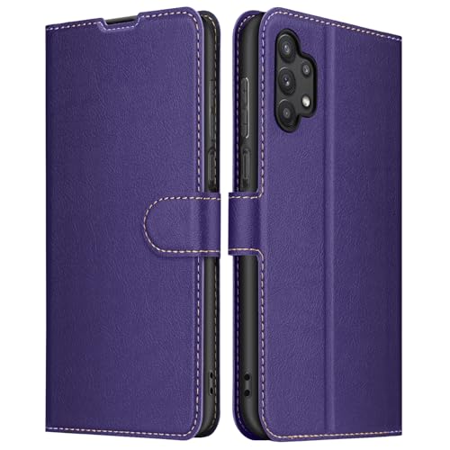 ELESNOW Cover per Samsung Galaxy A32 5G - 6.5', Flip Wallet Case Custodia in Pelle PU Premium, Slot per Schede, con Magnetica a Scatto per Samsung Galaxy A32 5G (Violet)