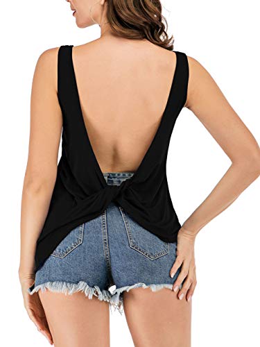 Famulily Women's Sexy Sleeveless Open Back Shirt Knotted Tank Top2