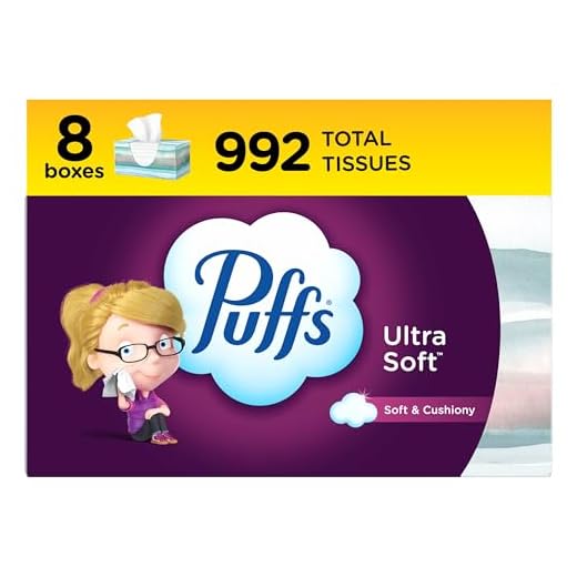 Puffs Ultra Soft Non-Lotion Facial Tissue, 8 Family Boxes, 124 Facial Tissues per Box