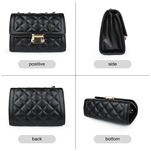Jbb Women Quilted Small Purse Crossbody Bags With Chain Strap Satchel Clutch Faux Leather Shoulder Handbag Black #TOP3