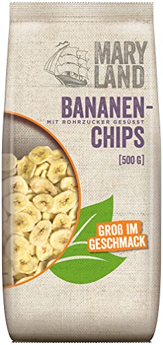 Maryland Bananenchips 500g Vorratspackung – Getrocknete und geröstete Bananen-Chips – Fruchtig knackiger Snack, perfekt zum veganen Snacken (1 x 500g)