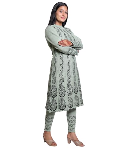 Image of Grand Line Women's Acrylic Woolen Winter Wear Warm Kurta with Palazzo Set