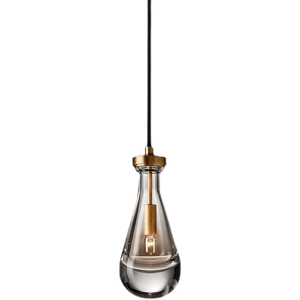 Lámpara colgante de cristal E14 regulable de latón cepillado para techo