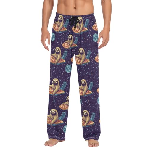 Cute Baby Sloths Sleeping Pajama Pants Blue Red Christmas Ball Men's Pajama Bottoms Lounge Sleepwear PJs Sleep Pants M