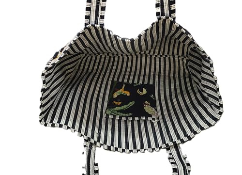 Image of Cotton Tiger Block Print Tote Bag, Indian Handmade Shopping Shoulder Bag, Unisex Market Daily Use