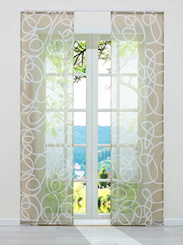 ESLIR Schiebegardinen Set 2er – Transparente Voile-Vorhänge In Grau, 57x145 Cm, Mit Klettband, 100% Polyester