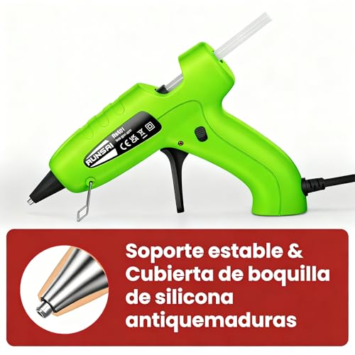 Miniatura 5 de Runsai Pistola Silicona Caliente Antigoteo Con 30 Barras Pegamento 7mm, Pistola Pegamento Termofusible 30w, Mini Hot Glue Gun Pistola Cola Quente Pequeña Y Profesional Para Bricolaj Manualidades Niños